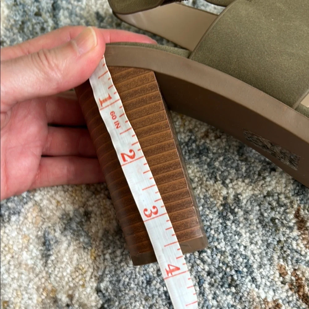 Soda Green and Brown Heels with Block Design